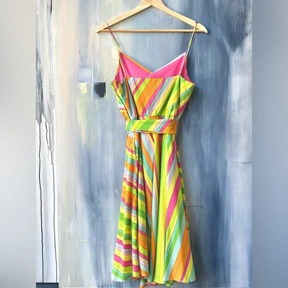 MARC JACOBS Multicolor Striped Spaghetti Strap Midi Summer Dress - Picture 4 of 7